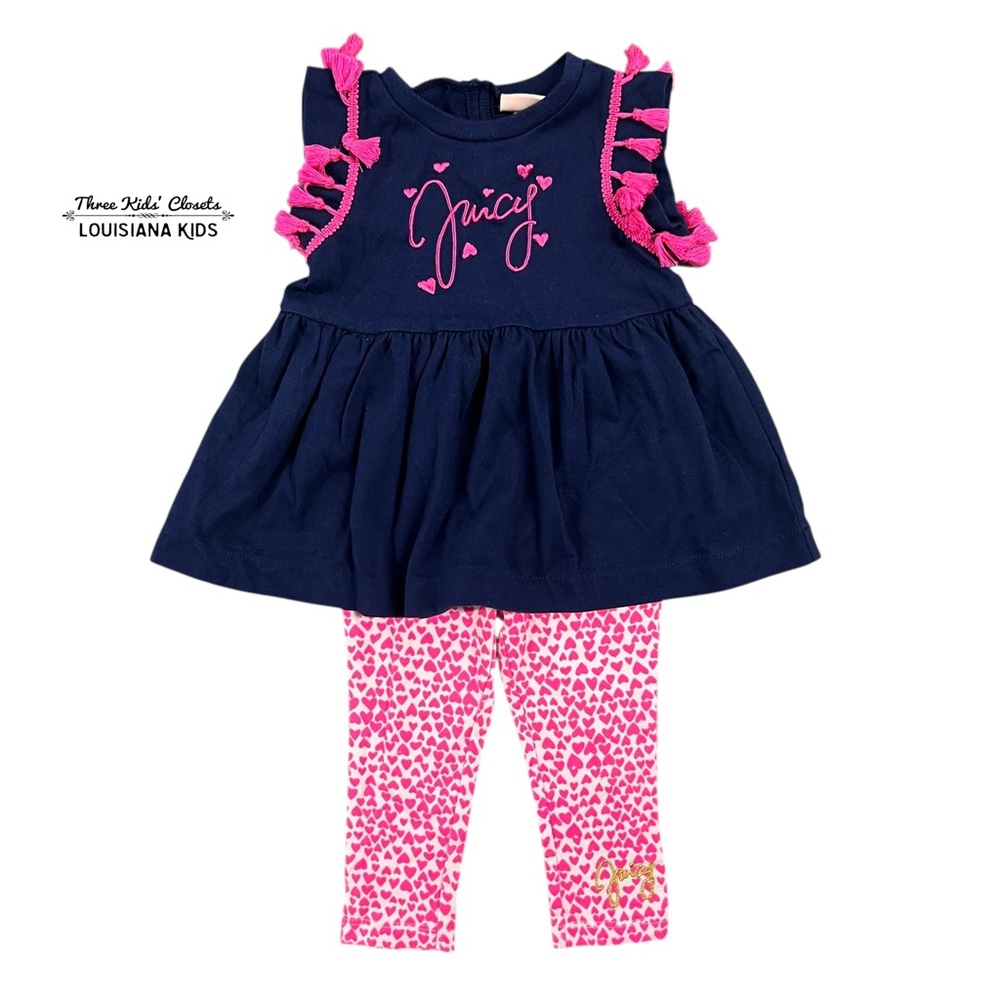 Juicy Couture 18m Navy Tunic & Pink Heart Leggings Set